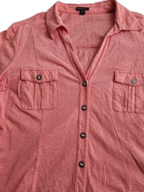 Lafayette 148 New York Roll Tap Top Women's XL Orange Button Front Comfort Soft